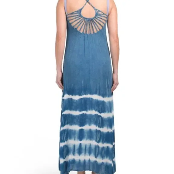 BOHO ME Blue Tie Dye Maxi Dress - Medium - Picture 13 of 13